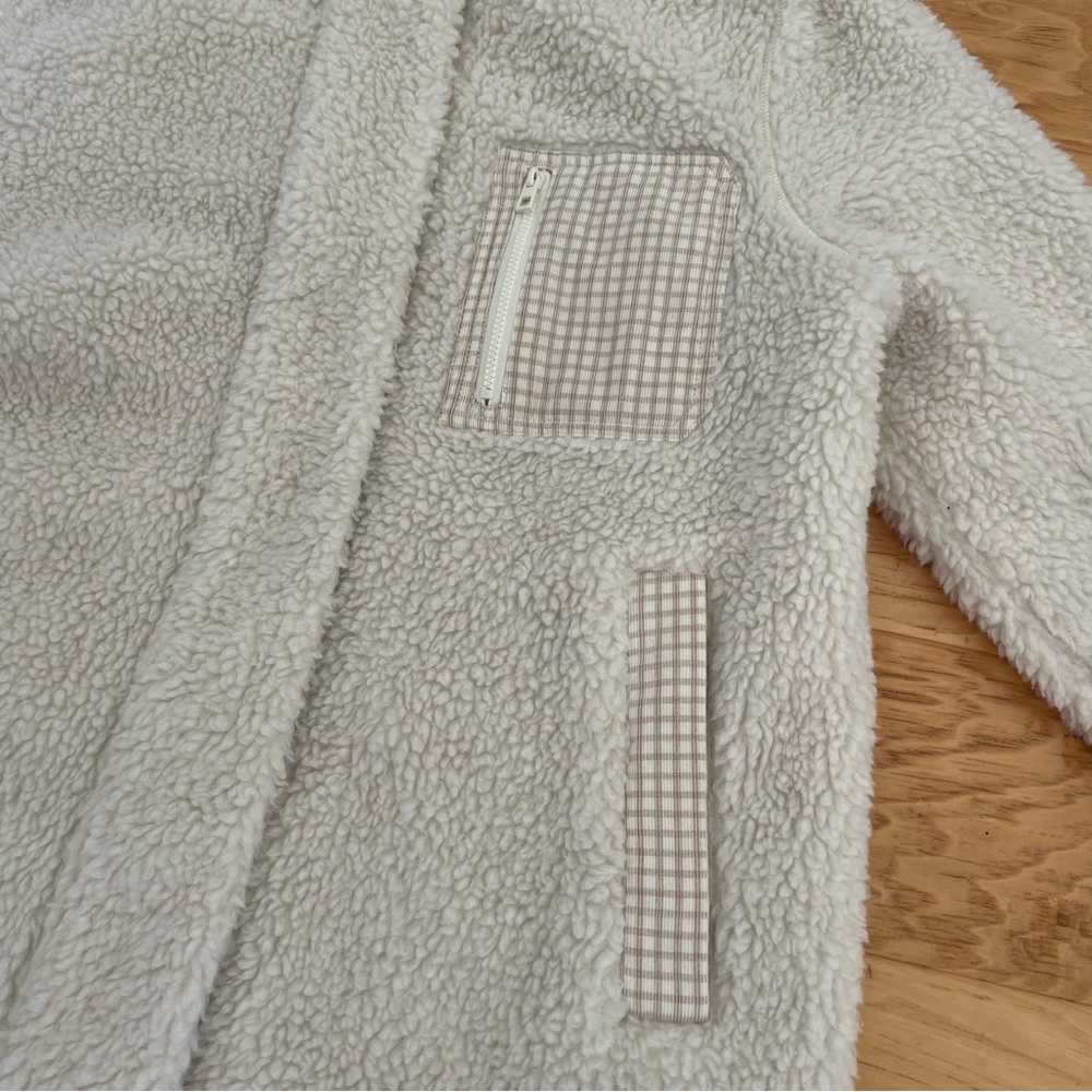 Madewell (Re)Sourced Sherpa Zip Jacket Cream Off White Size Small - Picture 3 of 11